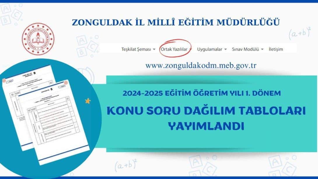 2024-2025 1. DÖNEM KONU SORU DAĞILIM TABLOLARI